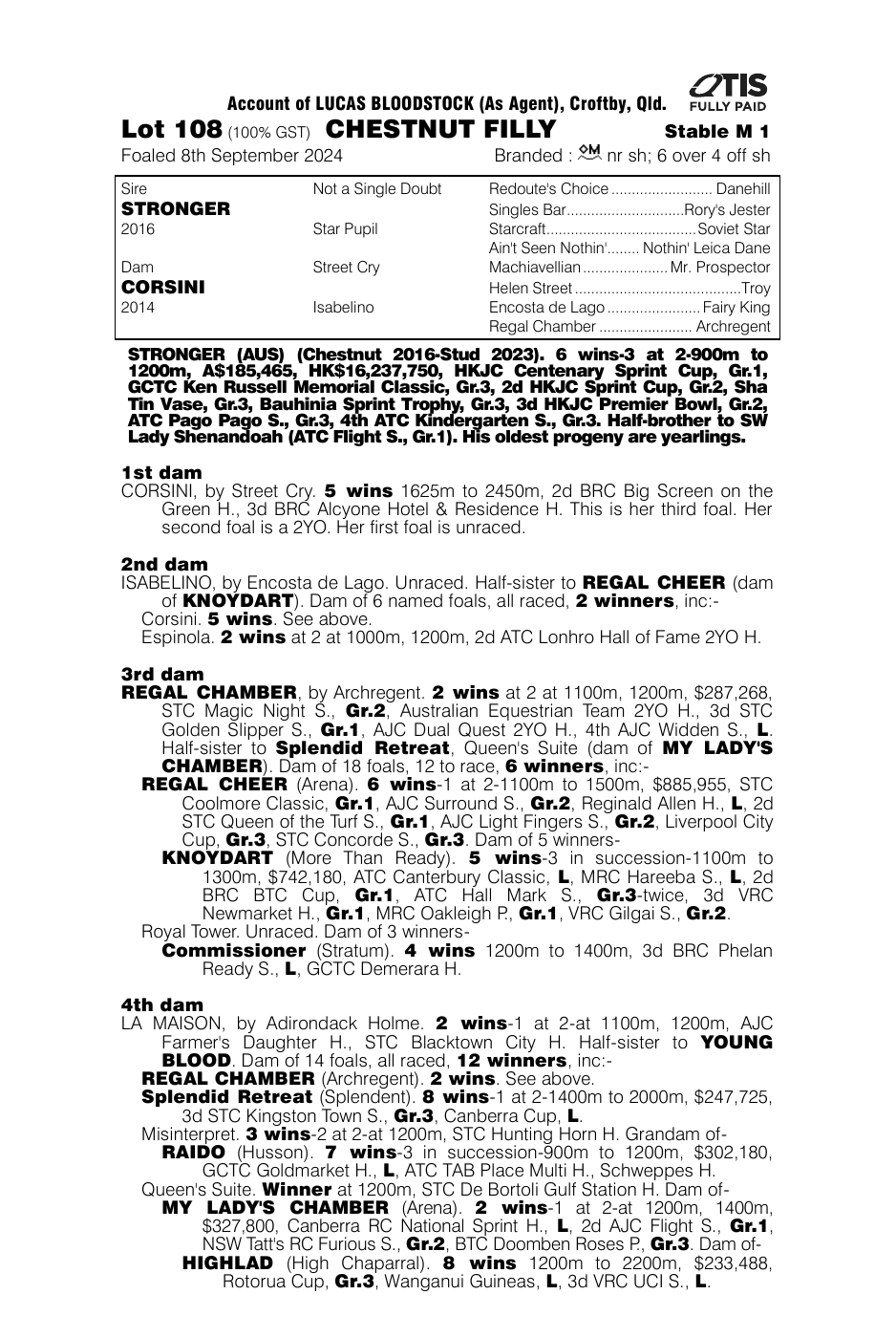 Pedigree - Lot 108