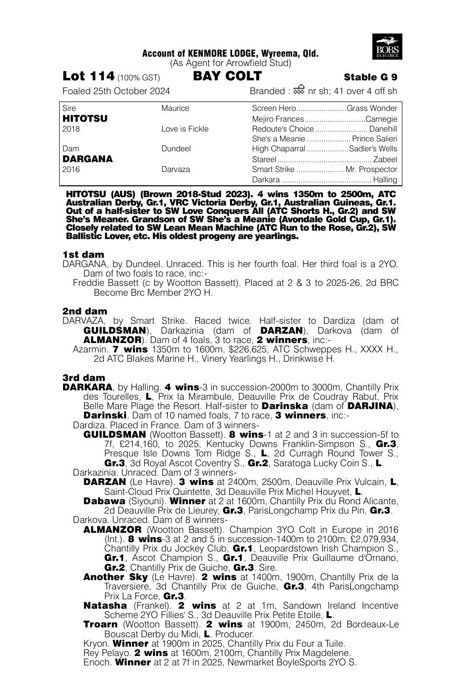 Pedigree - Lot 114
