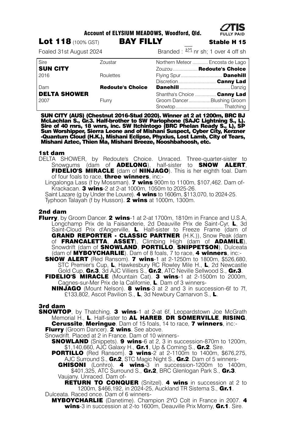 Pedigree - Lot 118