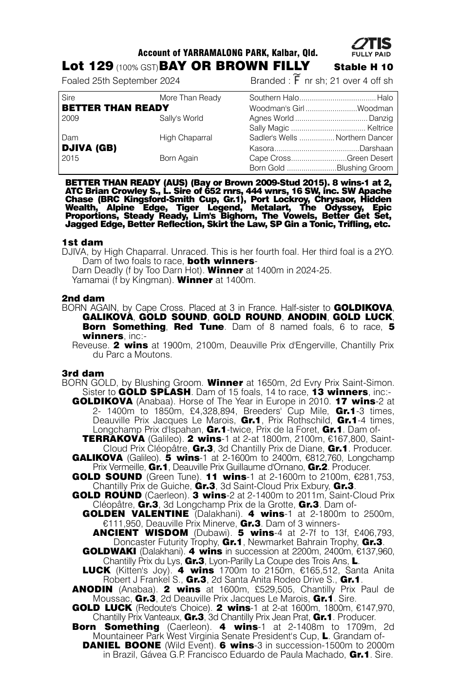 Pedigree - Lot 129