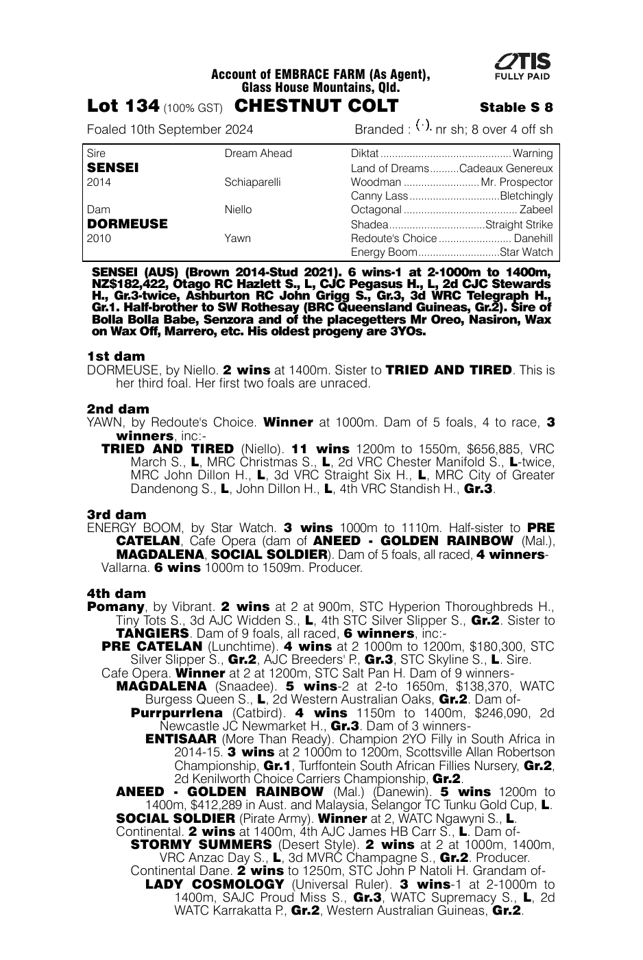 Pedigree - Lot 134
