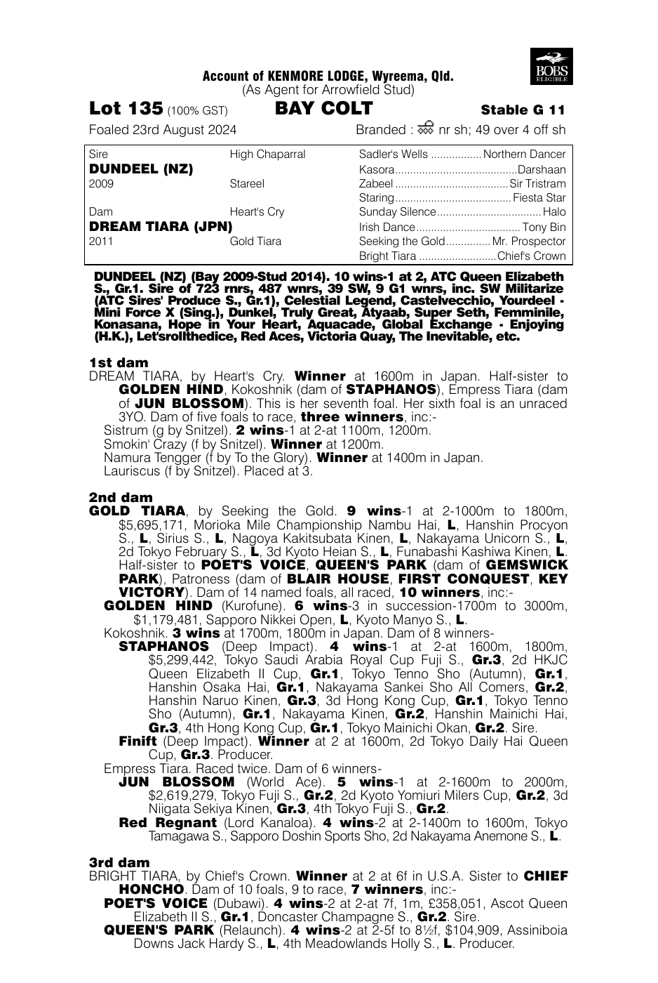 Pedigree - Lot 135