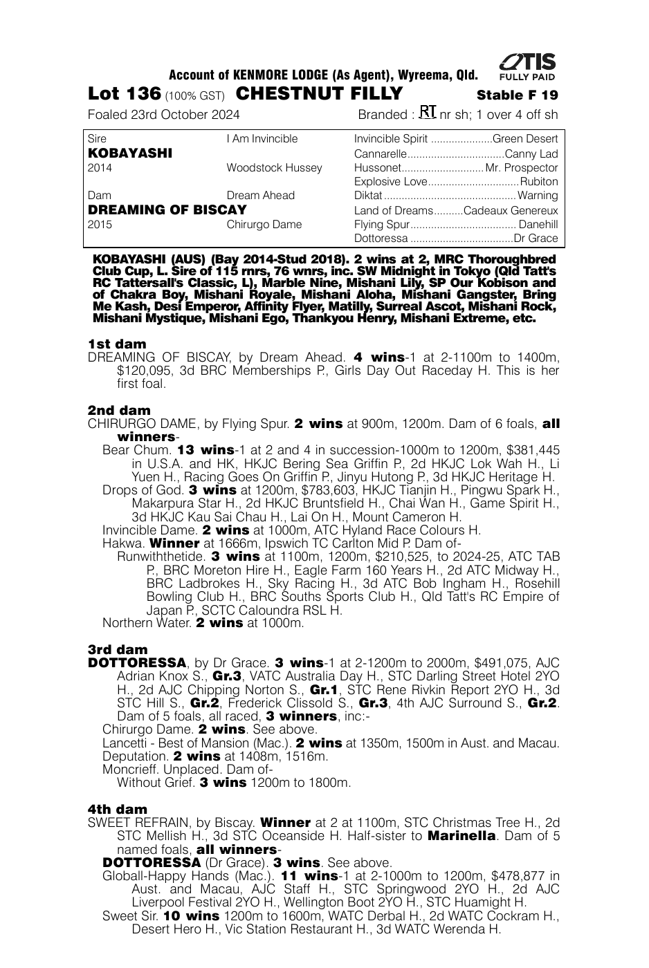 Pedigree - Lot 136