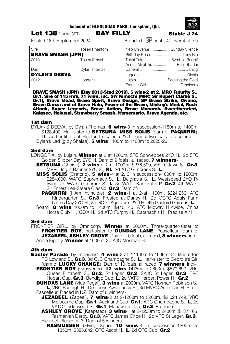 Pedigree - Lot 138