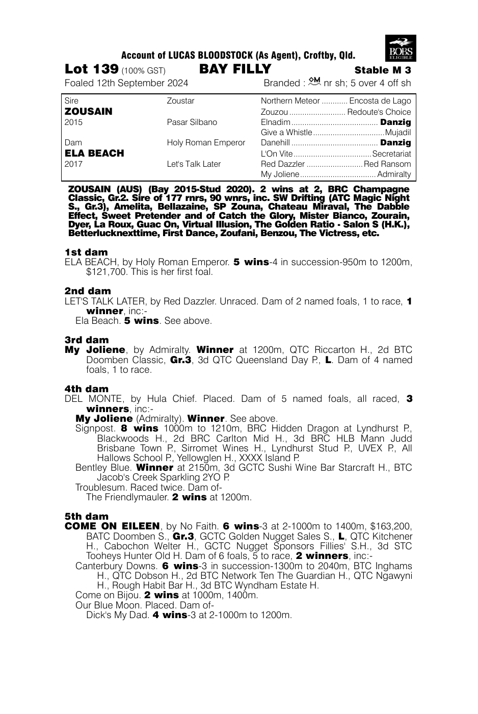 Pedigree - Lot 139