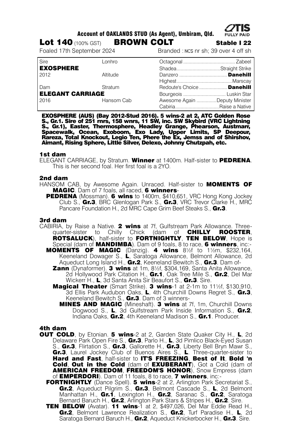 Pedigree - Lot 140