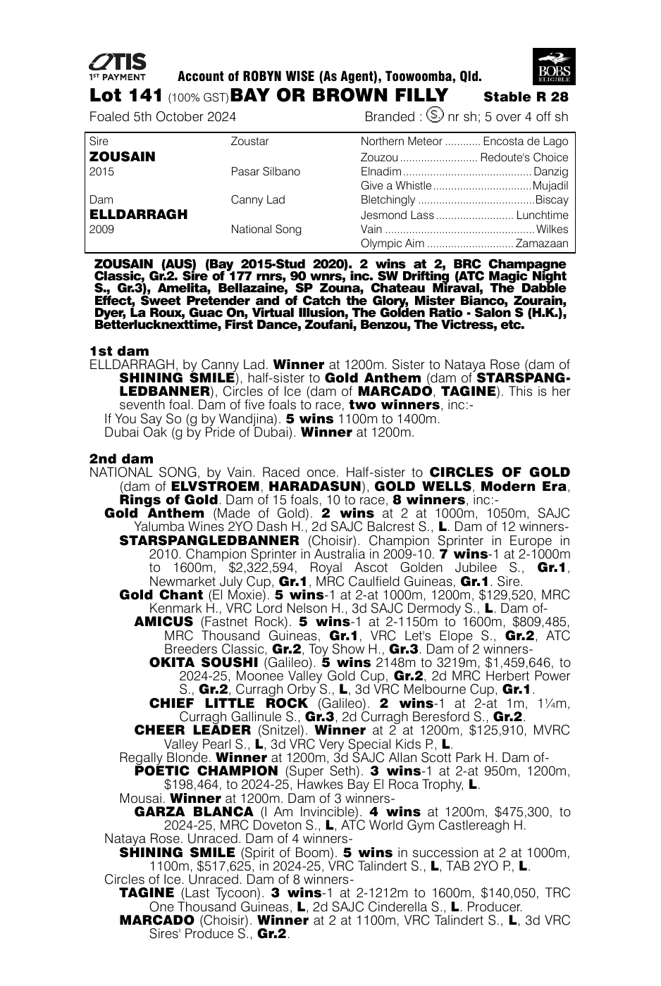 Pedigree - Lot 141