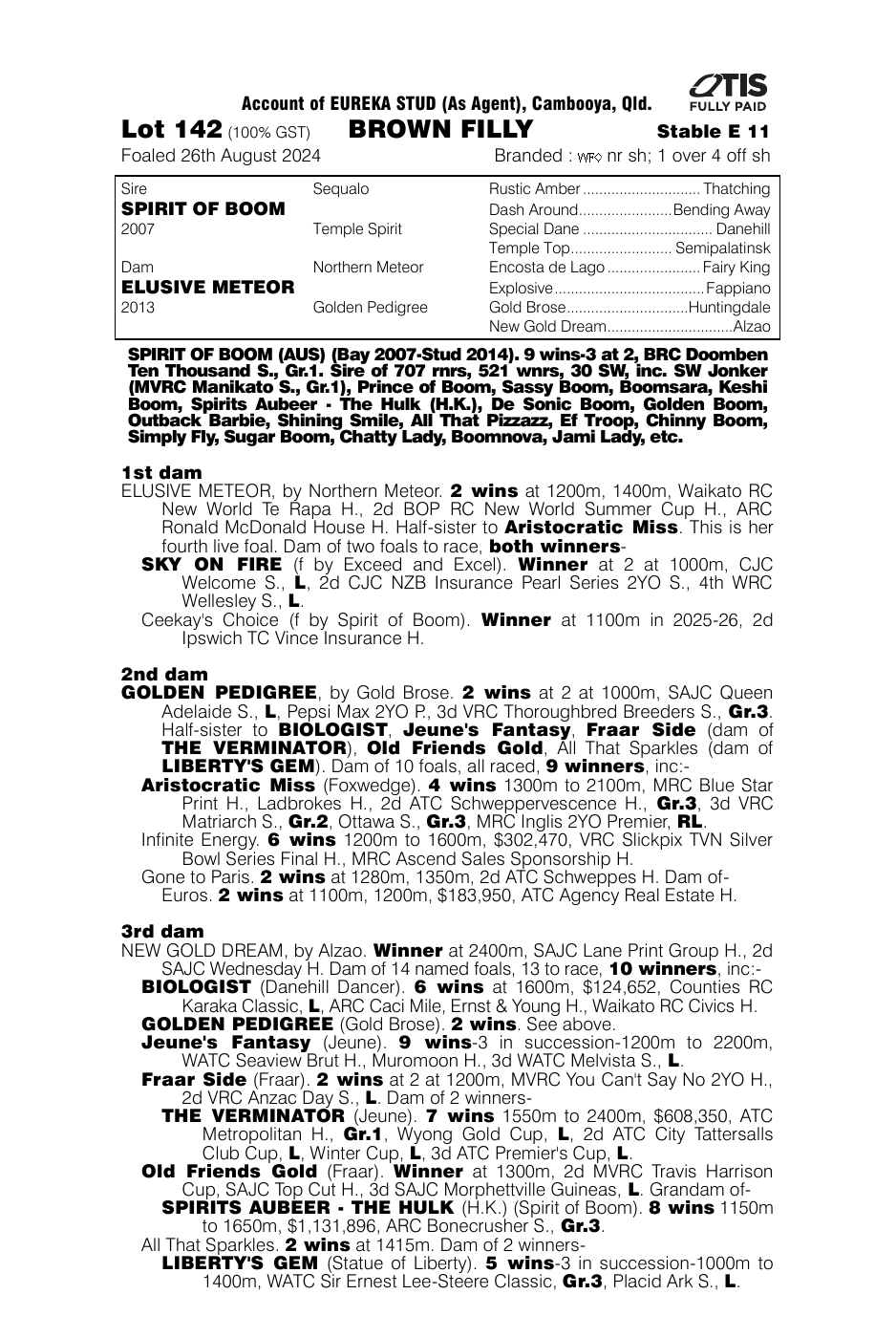 Pedigree - Lot 142