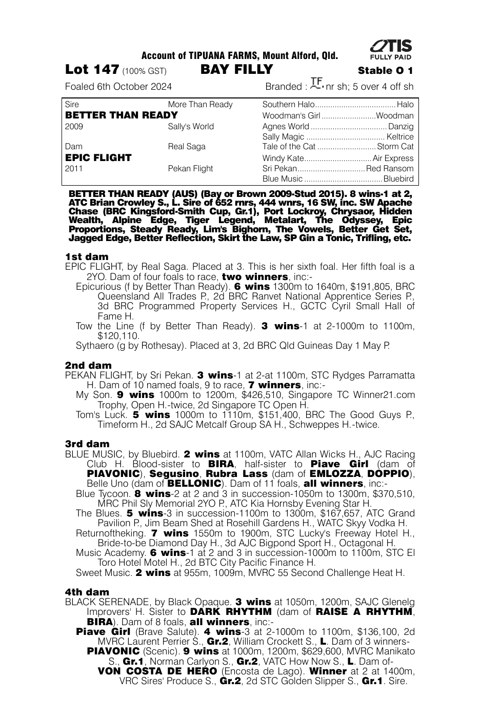 Pedigree - Lot 147