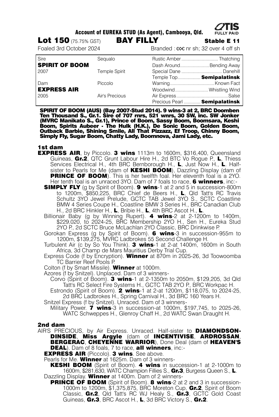 Pedigree - Lot 150