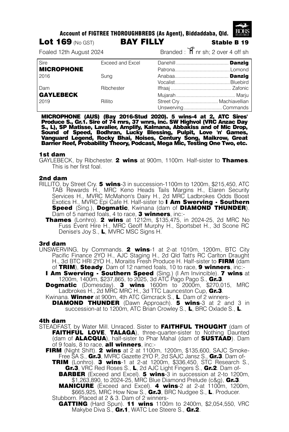 Pedigree - Lot 169