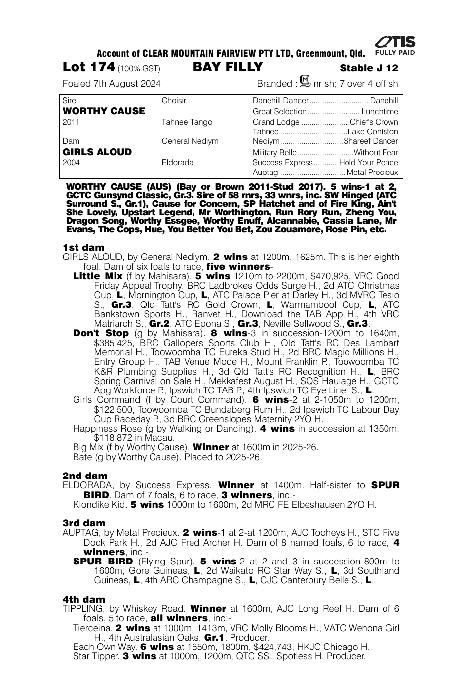 Pedigree - Lot 174