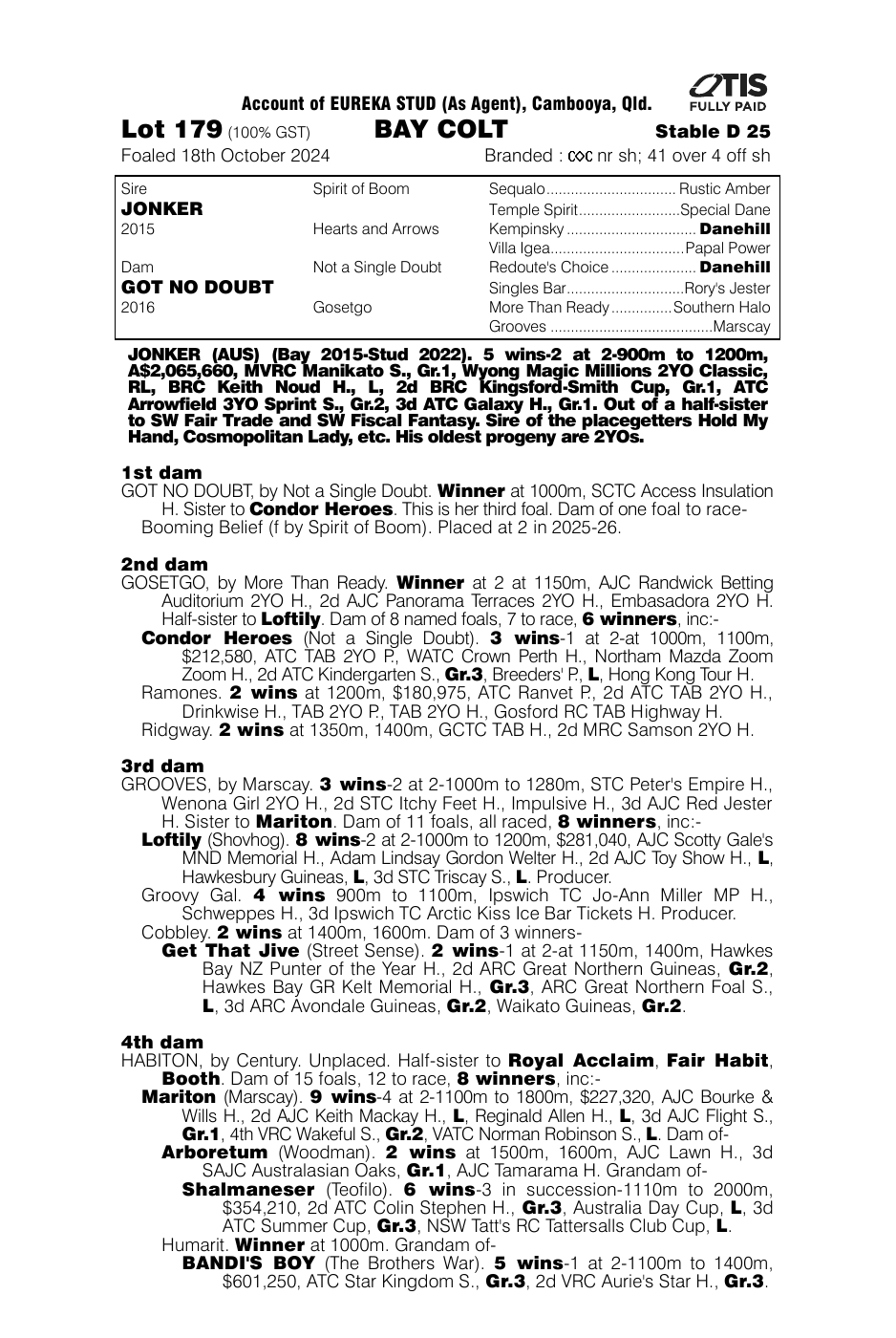 Pedigree - Lot 179