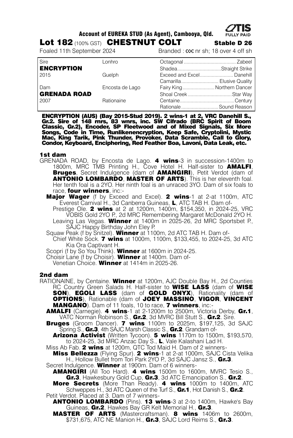 Pedigree - Lot 182
