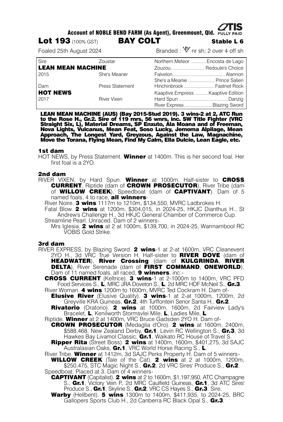 Pedigree - Lot 193
