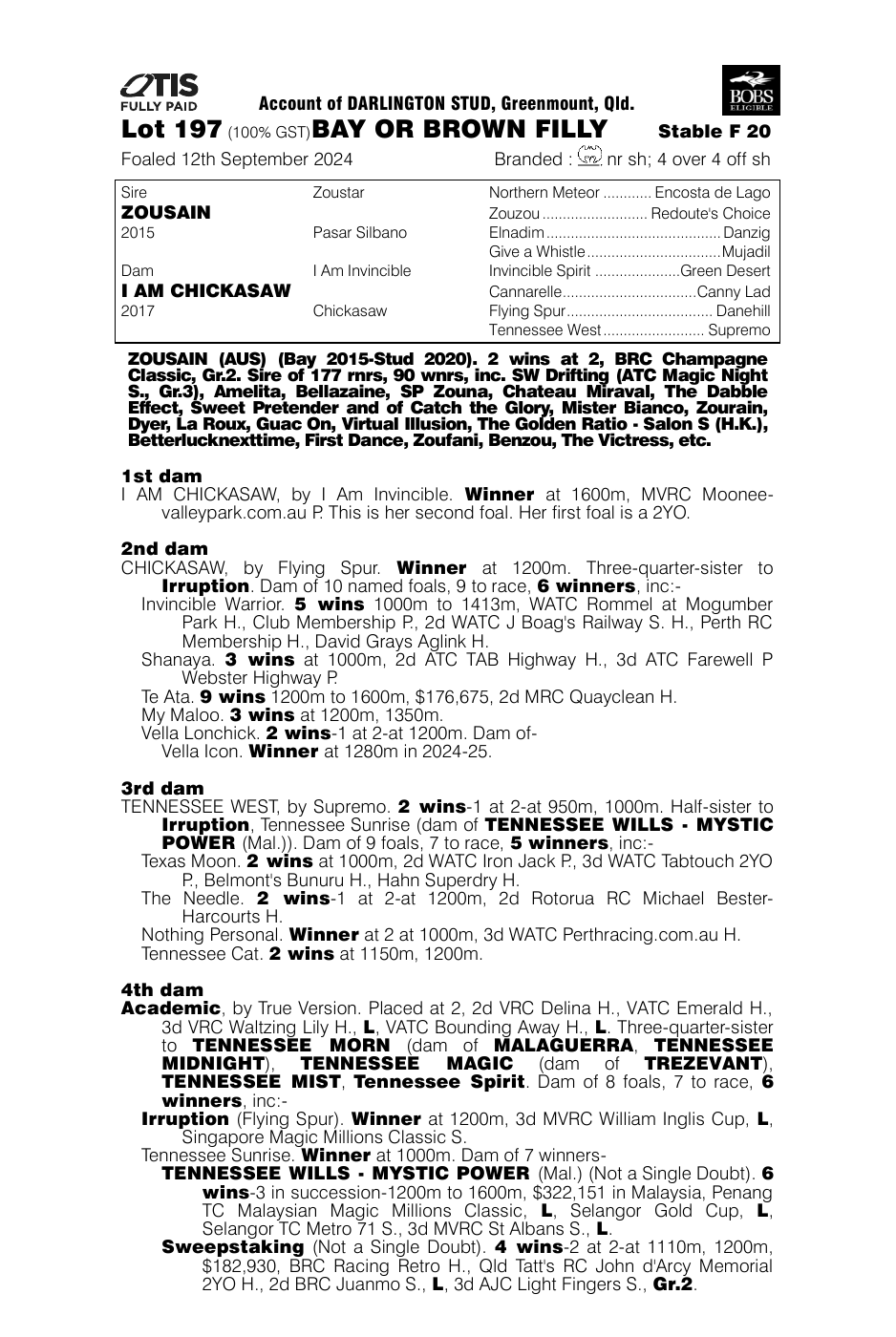Pedigree - Lot 197