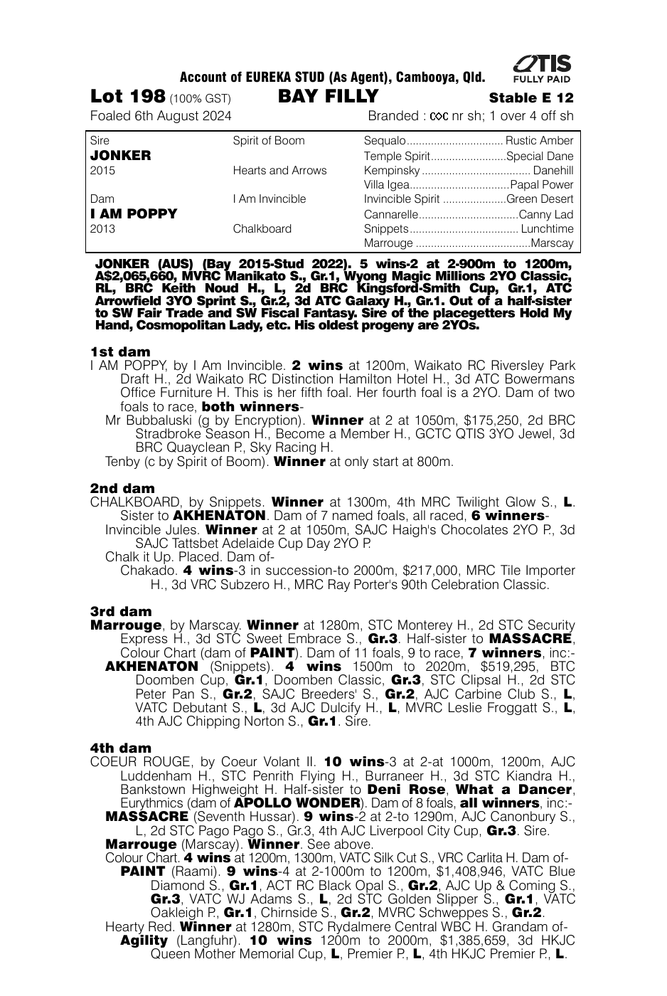 Pedigree - Lot 198