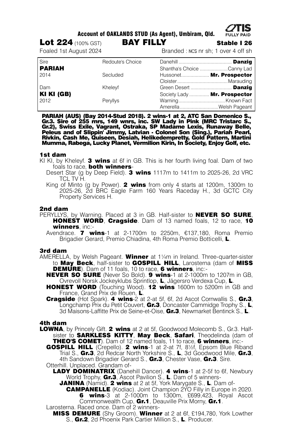 Pedigree - Lot 224