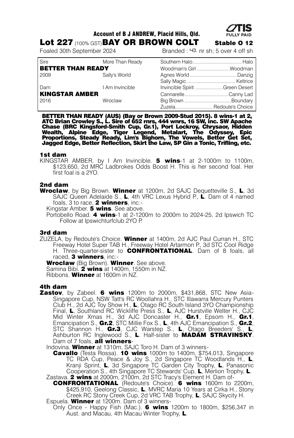 Pedigree - Lot 227
