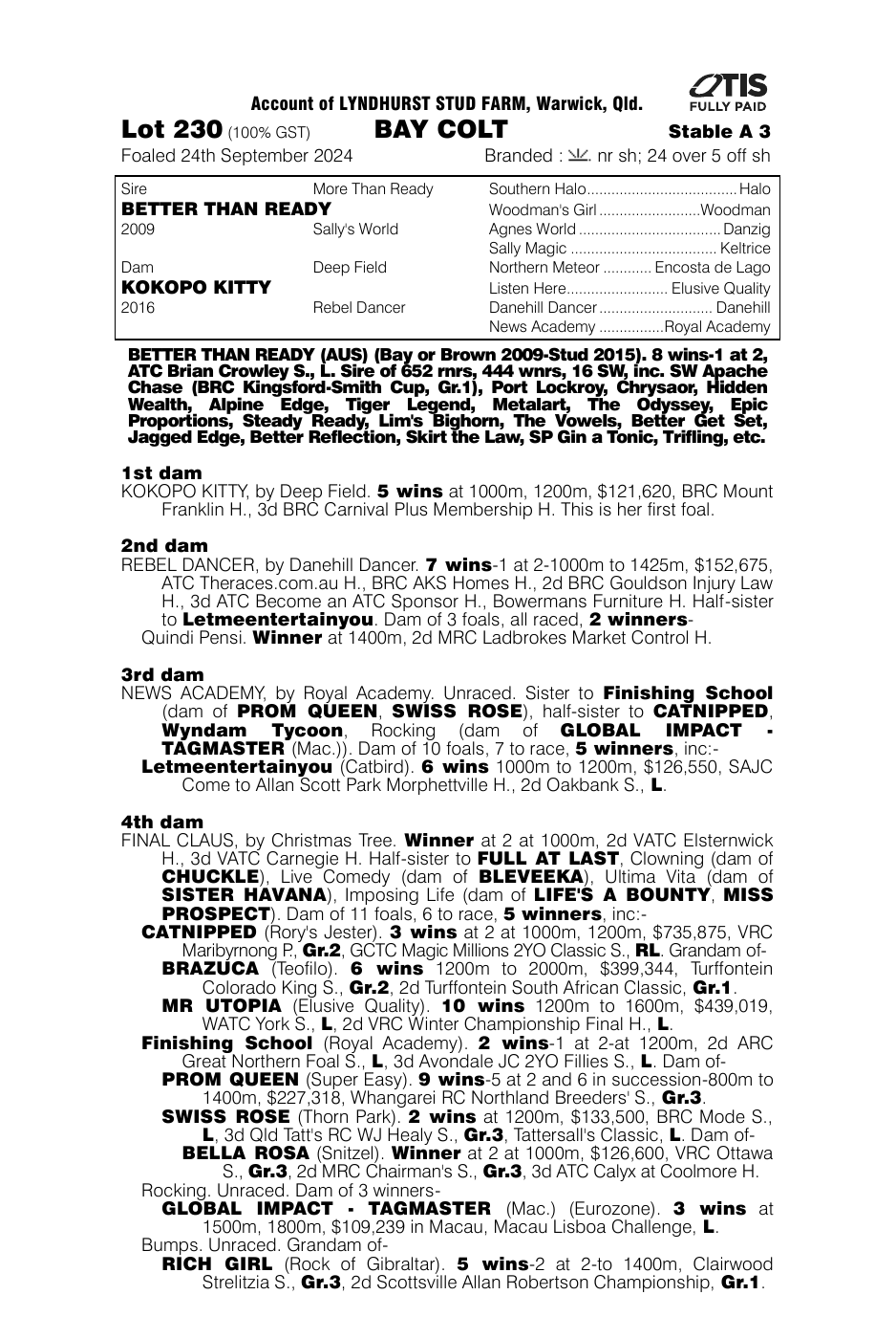 Pedigree - Lot 230