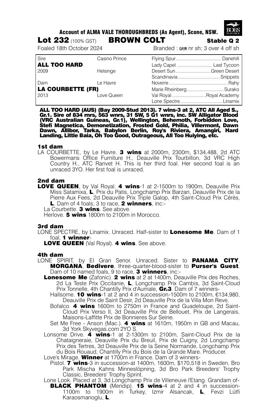 Pedigree - Lot 232