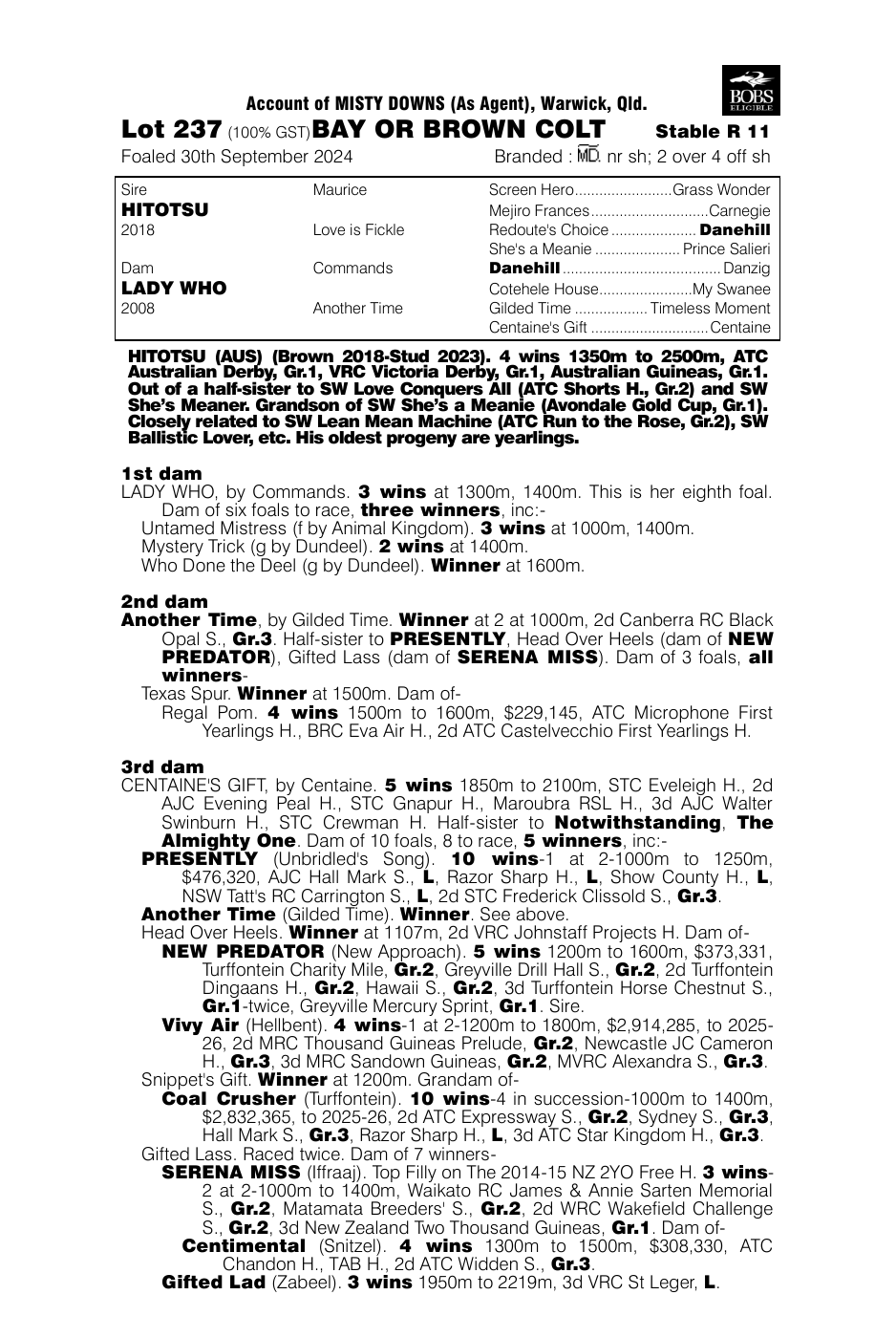 Pedigree - Lot 237