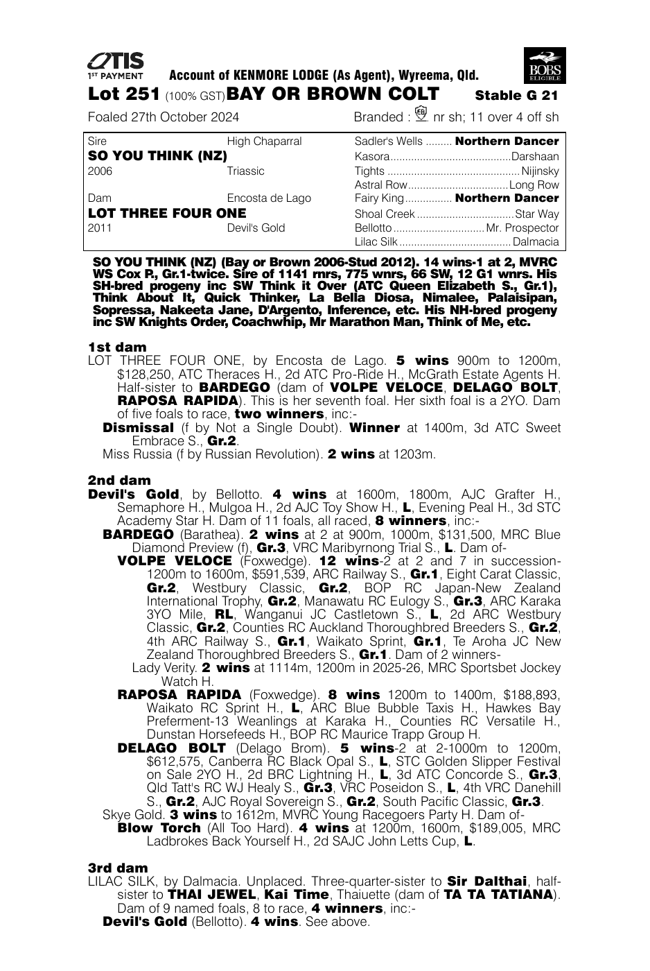 Pedigree - Lot 251