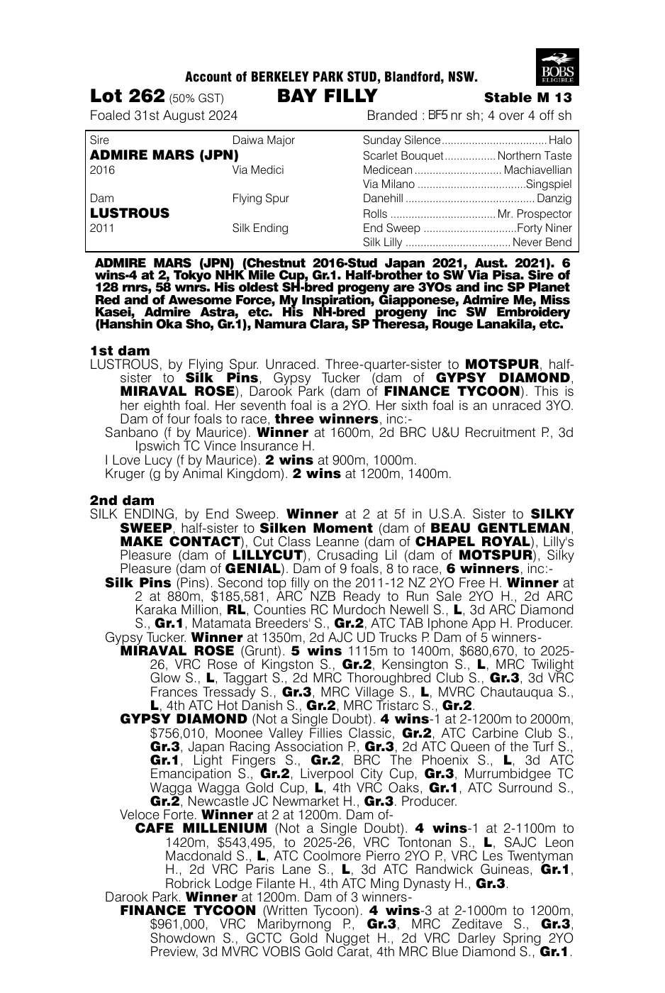 Pedigree - Lot 262