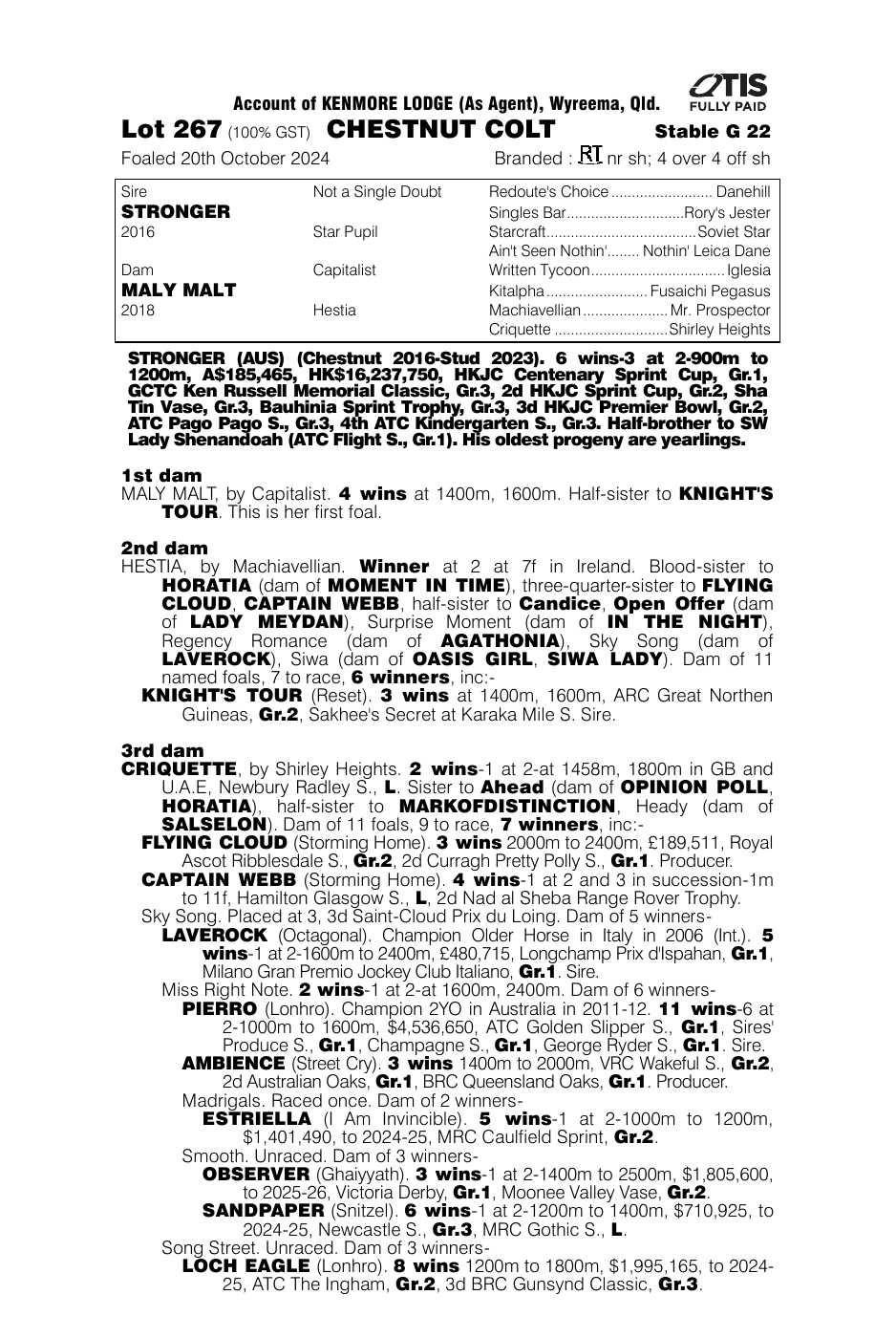 Pedigree - Lot 267