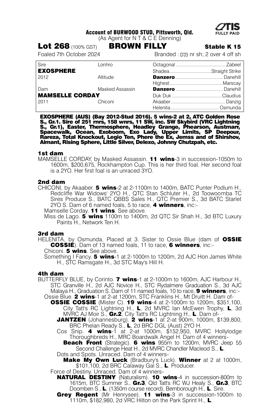 Pedigree - Lot 268