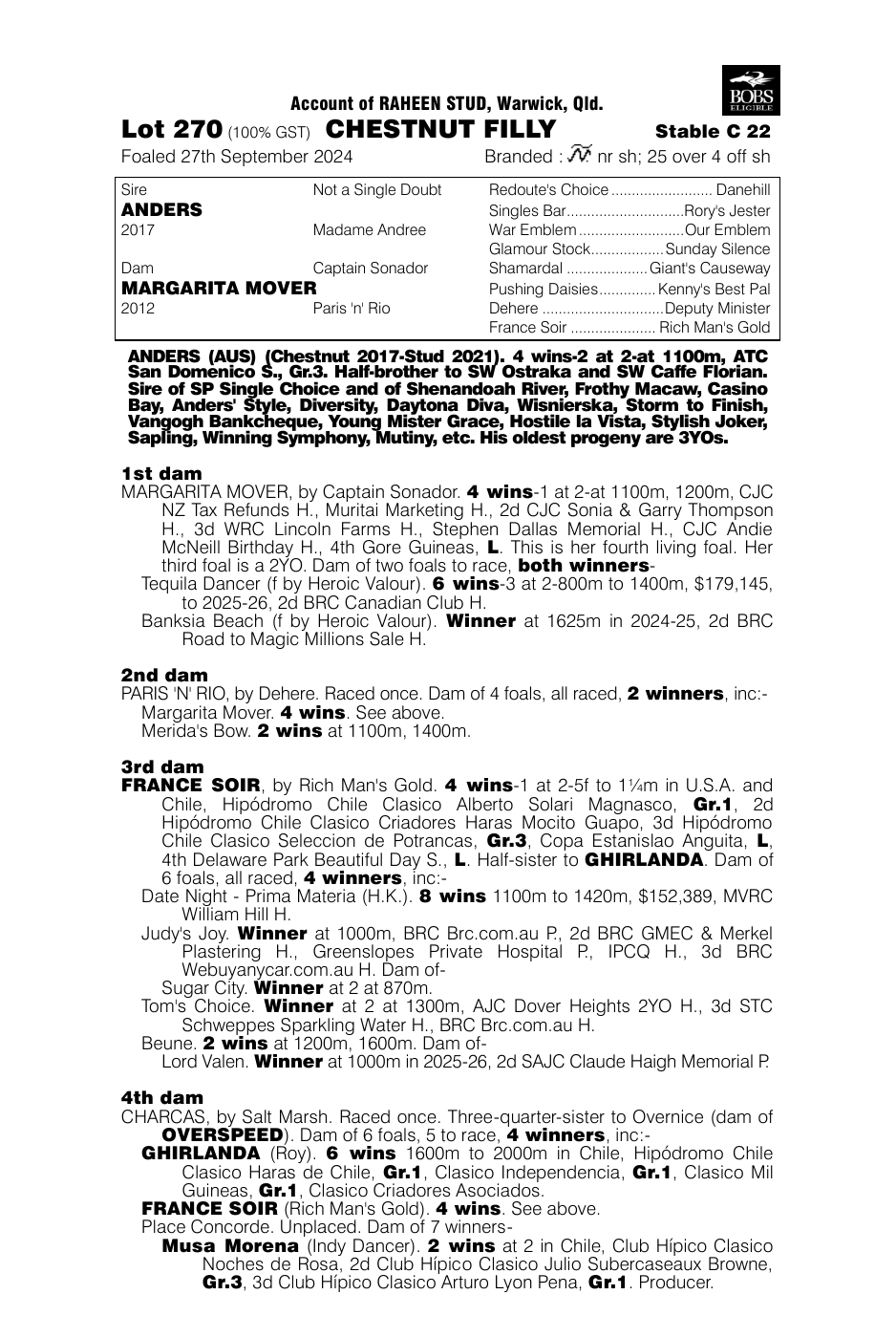 Pedigree - Lot 270