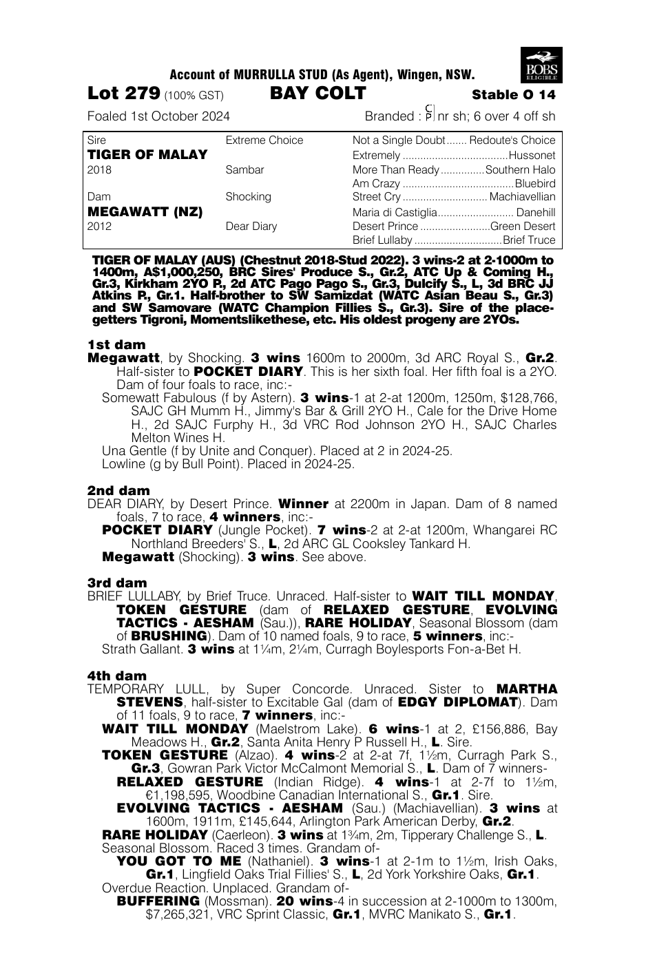 Pedigree - Lot 279