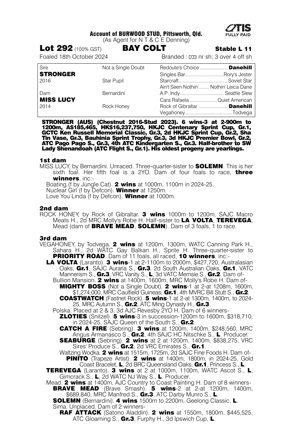 Pedigree - Lot 292