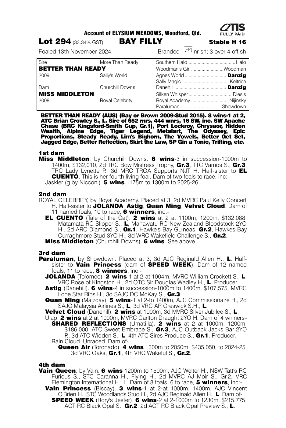 Pedigree - Lot 294