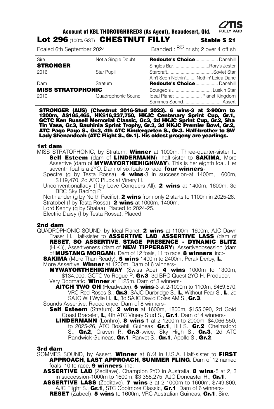 Pedigree - Lot 296