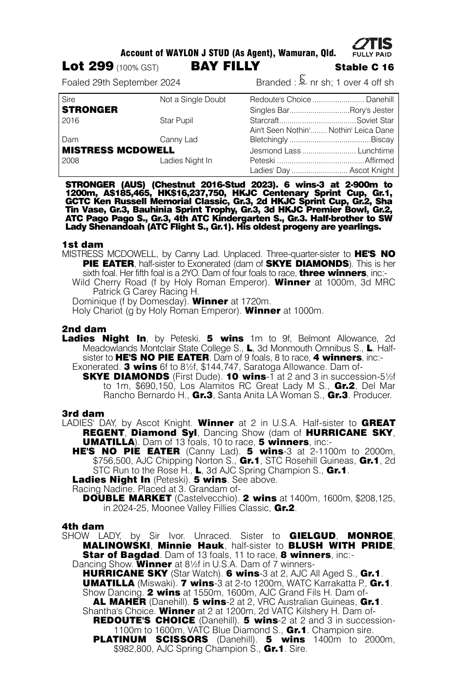 Pedigree - Lot 299