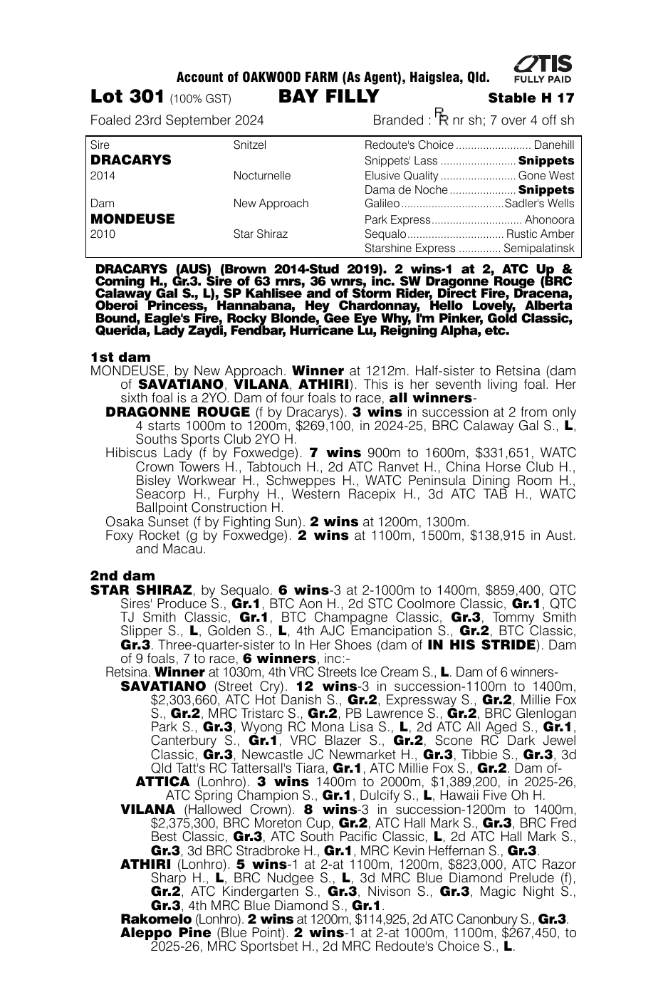Pedigree - Lot 301