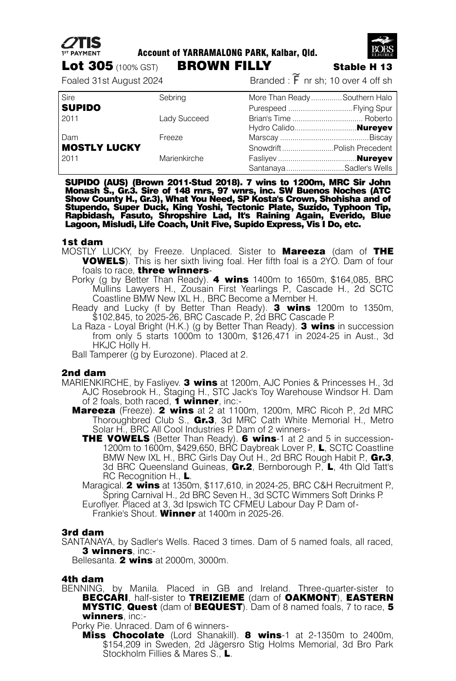 Pedigree - Lot 305