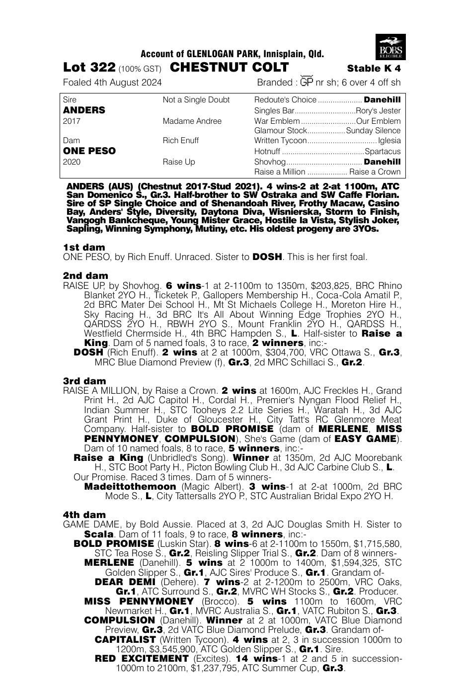 Pedigree - Lot 322