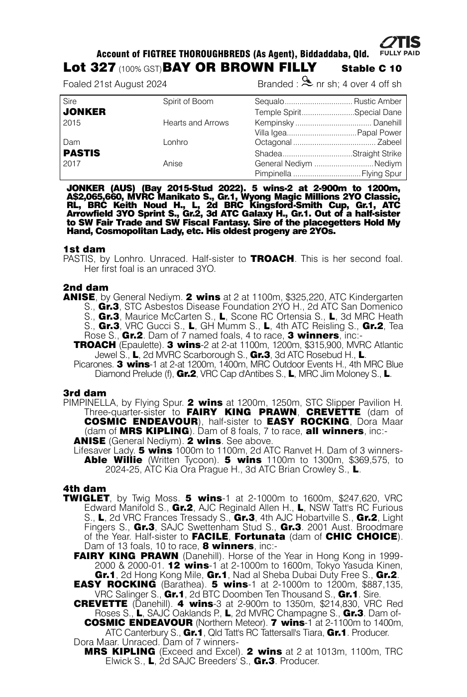 Pedigree - Lot 327