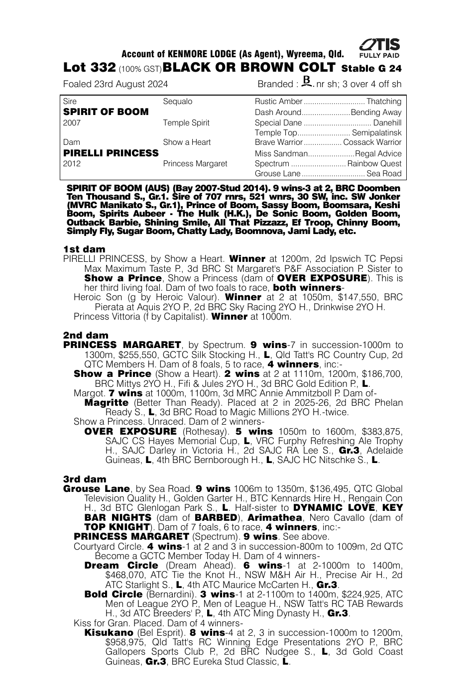 Pedigree - Lot 332