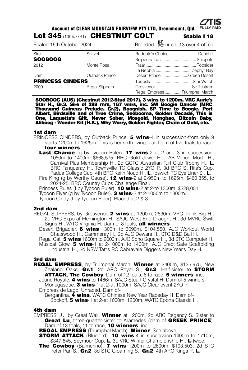 Pedigree - Lot 345