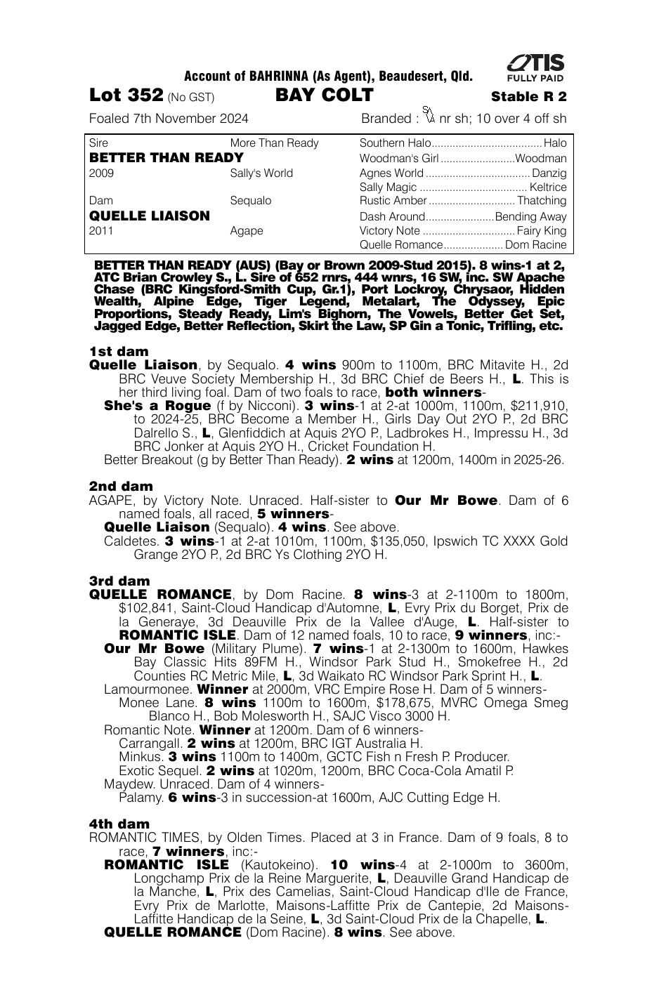Pedigree - Lot 352