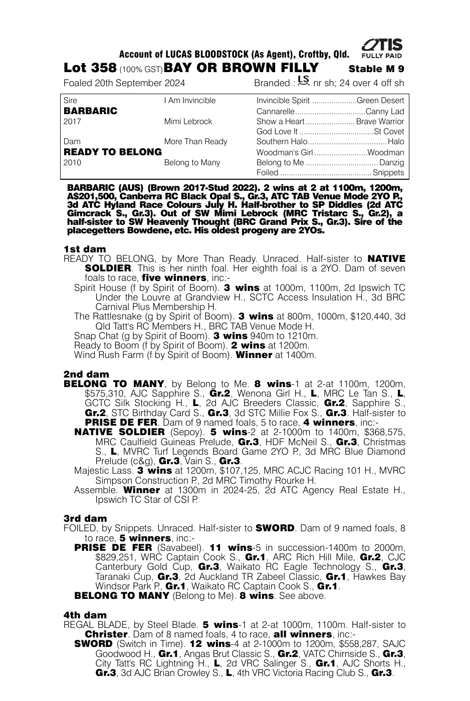 Pedigree - Lot 358