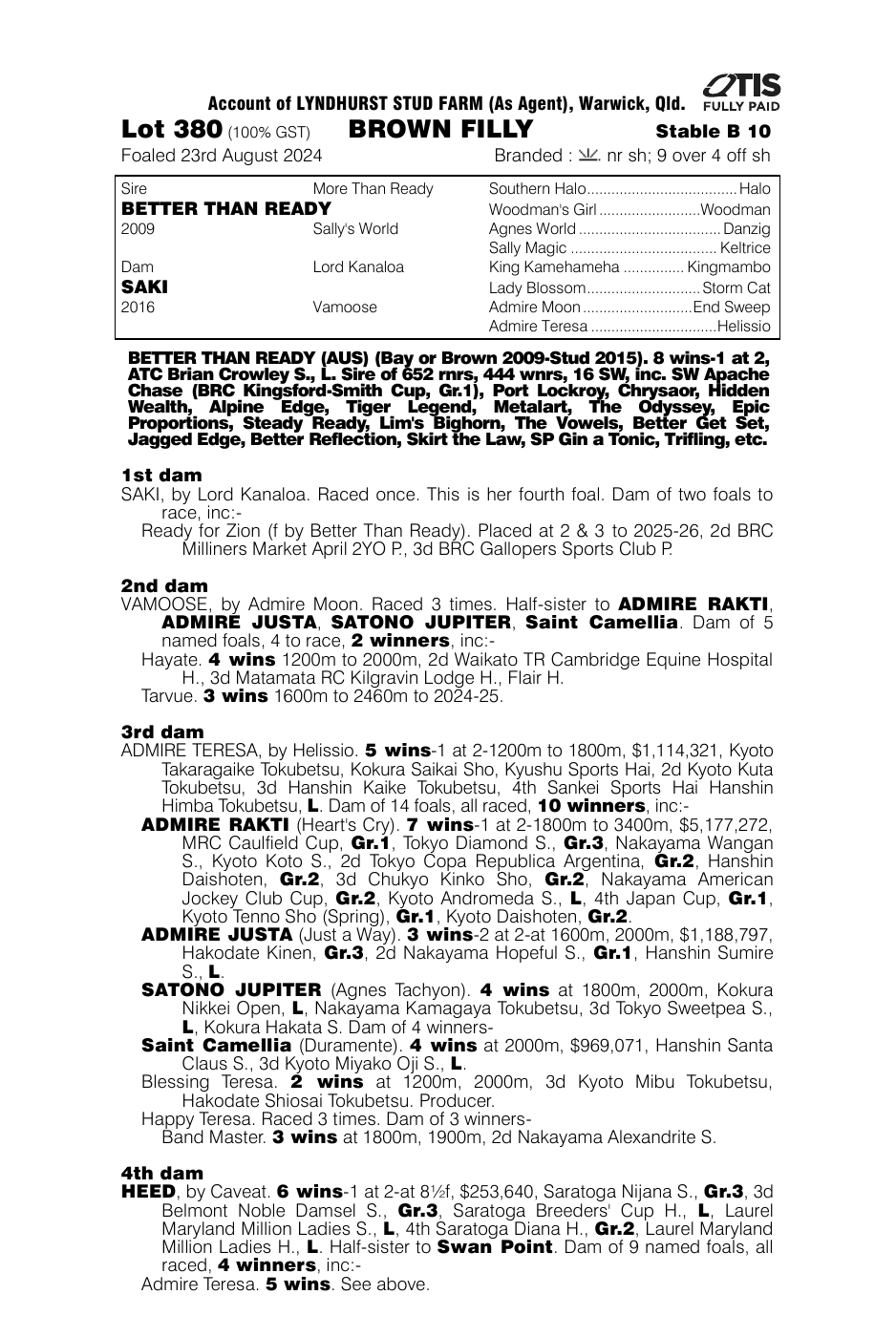 Pedigree - Lot 380