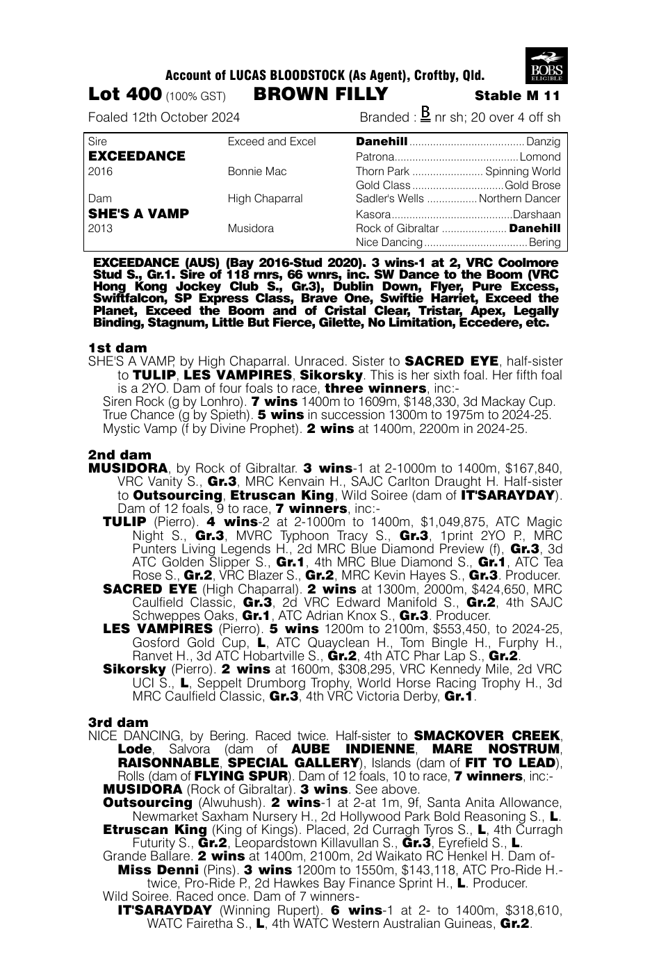 Pedigree - Lot 400