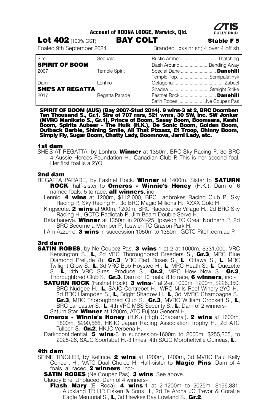 Pedigree - Lot 402