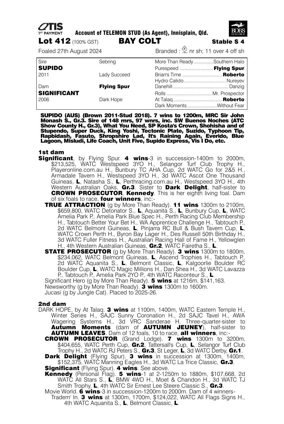 Pedigree - Lot 412
