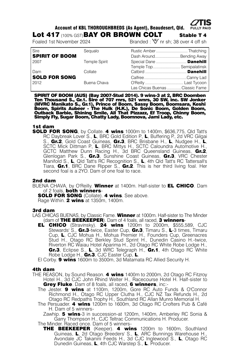 Pedigree - Lot 417