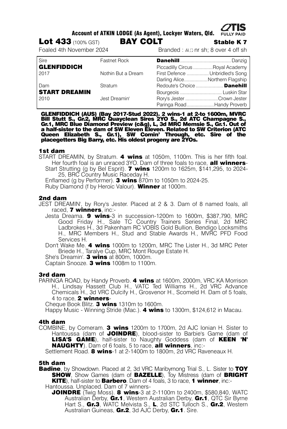 Pedigree - Lot 433